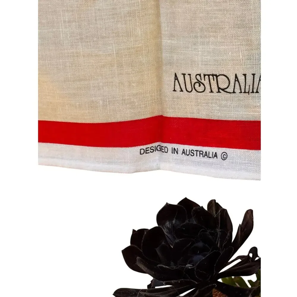 Vtg New Souvenir Australian Parrots Rosellas Linen Tea Towel Tapestry